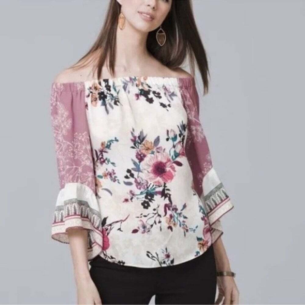 White House Black Market Off-the-Shoulder Bell Sleeve Blouse